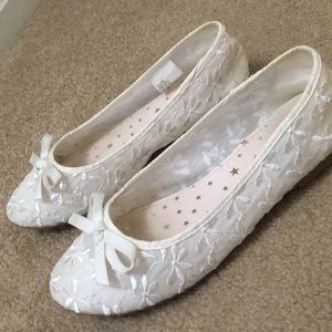 White Designed Girls Dress Shoes